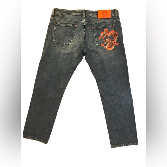 Stefano Ricci straight leg denim jeans custom hand painted dragon 🐉 - Picture 9 of 16